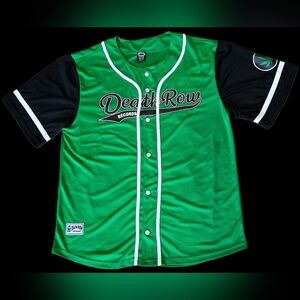 Death Row Records Green Black Baseball Jersey #91 Men's L Hip Hop Rap 2XL